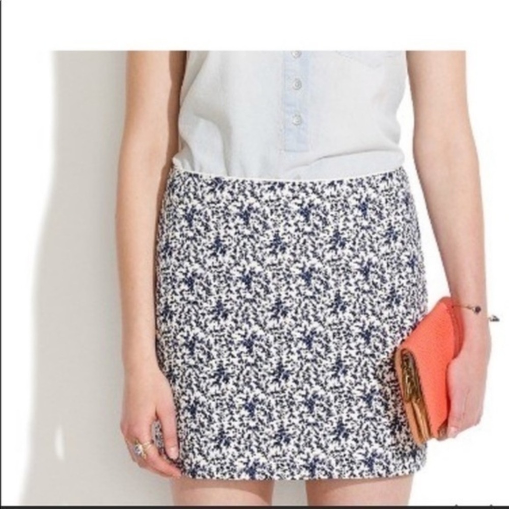 Madewell Blue Floral Print High Waist Mini Skirt